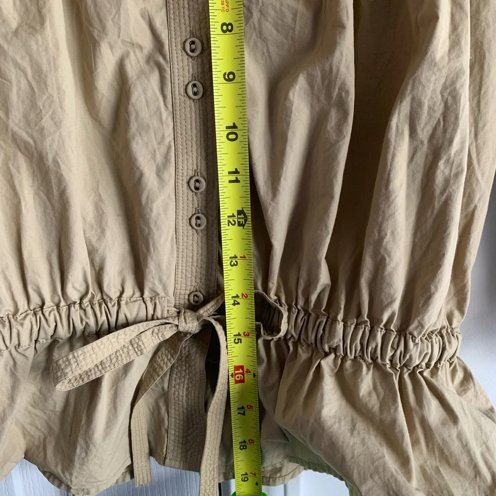 Ulla Johnson Tan Button-Up Minnie Peplum Blouse